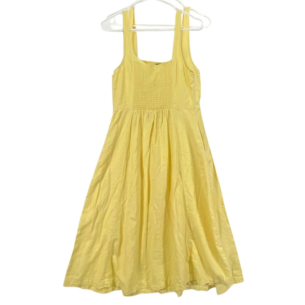 Old Navy Fit & Flare Yellow Sleeveless Linen-Rayon Blend Midi Dress Sz M - Picture 7 of 7